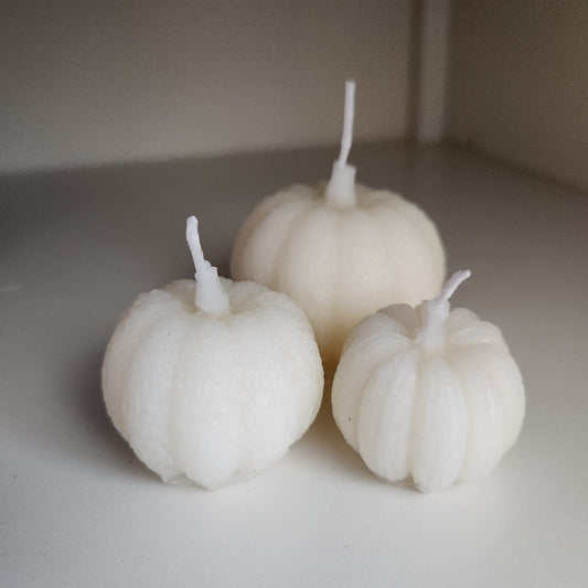 White Beeswax Candle - Mini Pumpkin Set