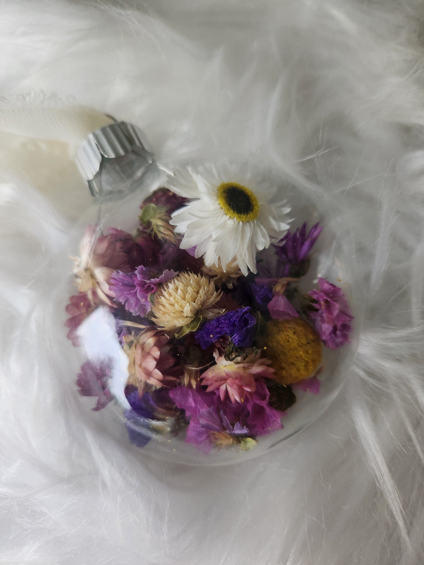 3.5” Glass Disc Ornament - Mixed Flowers