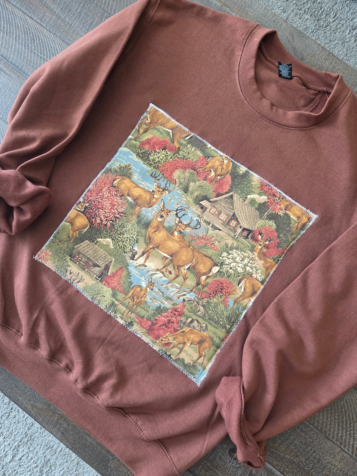 Small • Vintage Fall Deer Crewneck • Cocoa