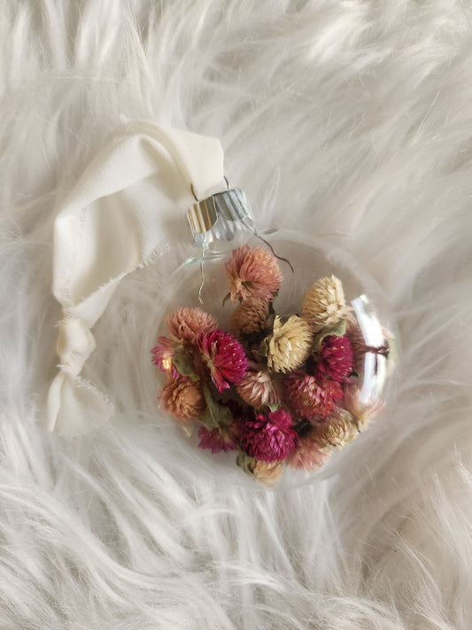 3.5” Glass Disc Ornament - Gomphrena
