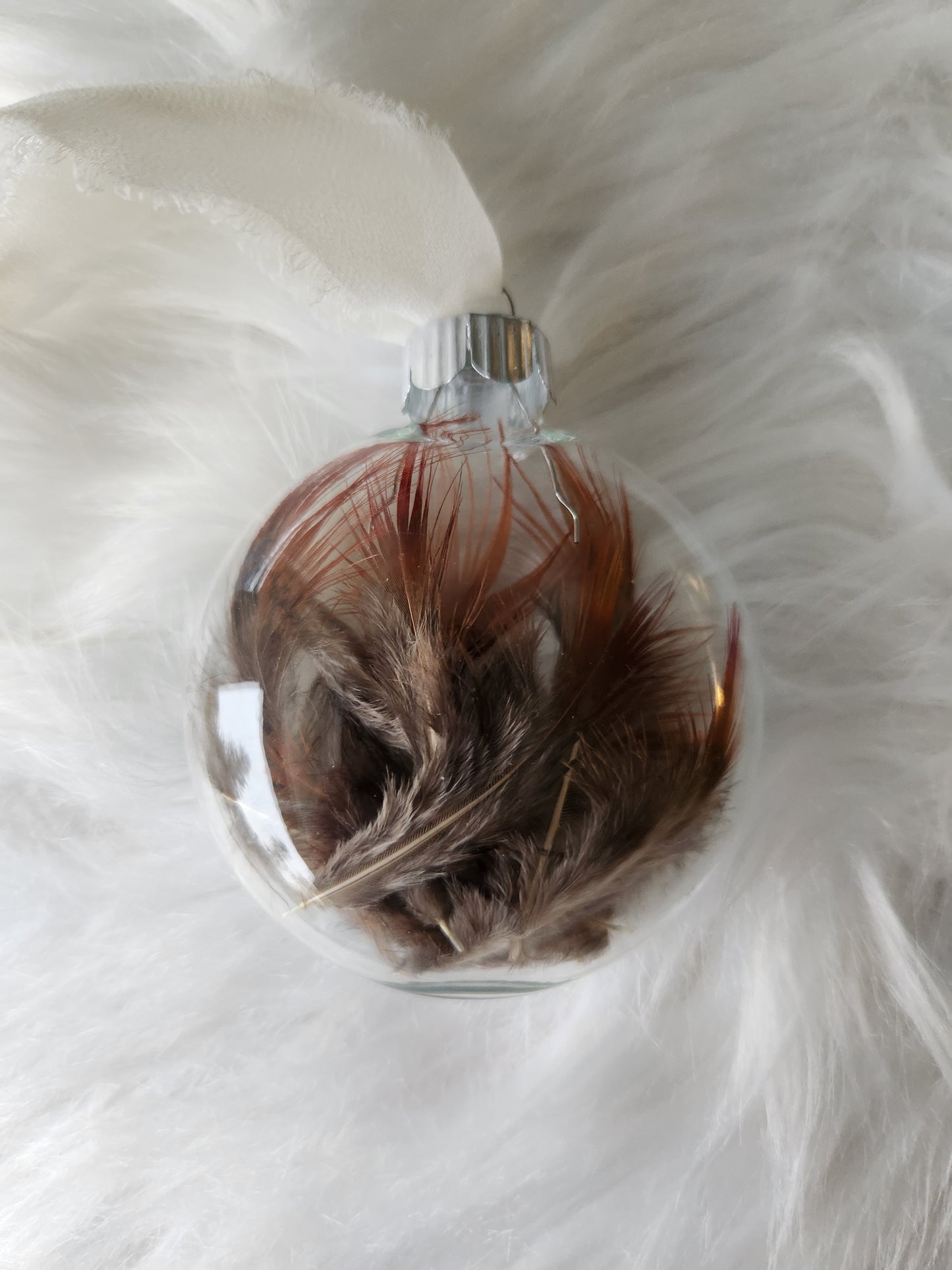 3.5” Glass Disc Ornament - Chicken Feather #4