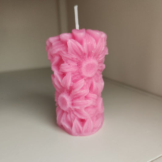 Pink Daisy Candle
