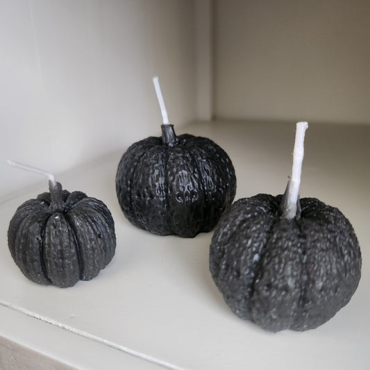 Mini Pumpkin Candle Decor Set of 3 (Black)