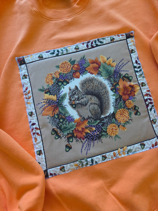 Small • Squirrel Harvest Crewneck • Tangerine