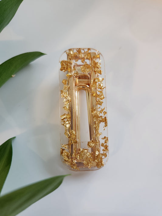 Acrylic Resin Hair Clip - Clear Gold Foil