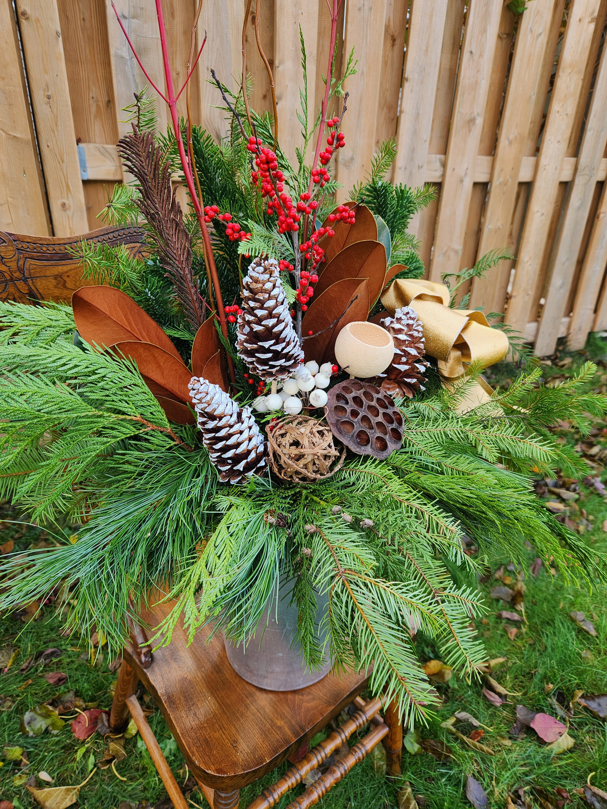 Christmas Planter Decoration and Installation Service - Simple & Natural