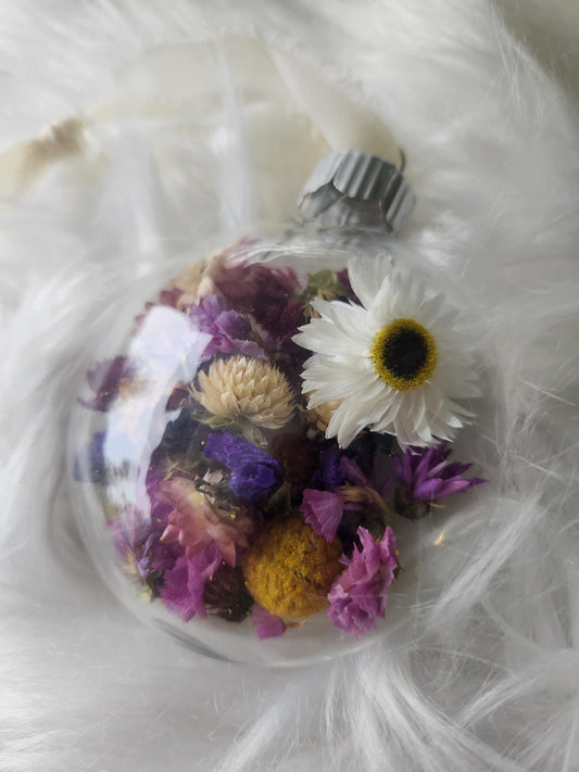 3.5” Glass Disc Ornament - Mixed Flowers