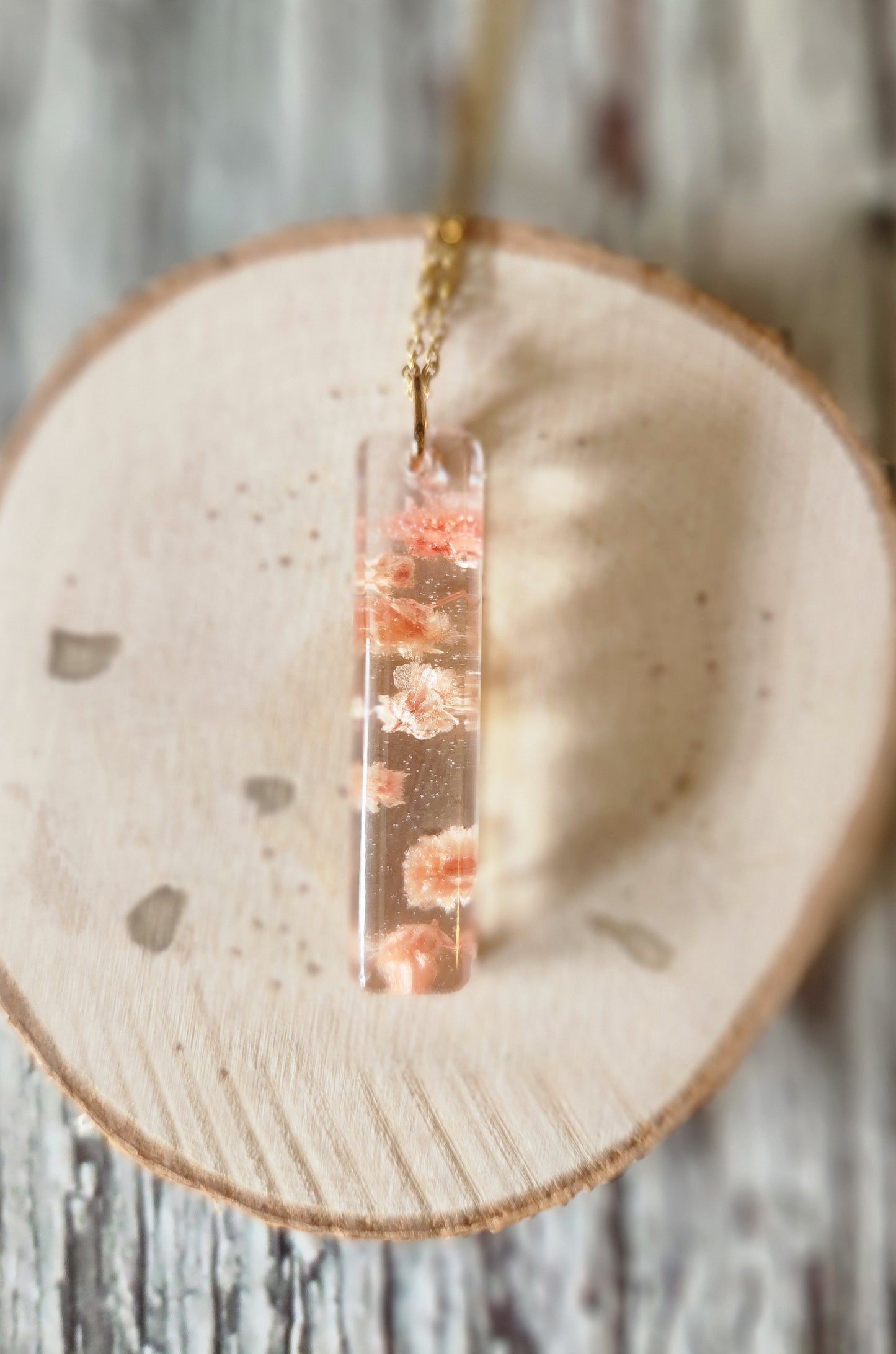 2" Floral Rectangle Preserved Floral Pendant