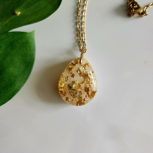 Preserved Gold Foil Necklace - Teardrop