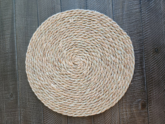 13.75” Boho Handwoven Natural Placemat (Rental)