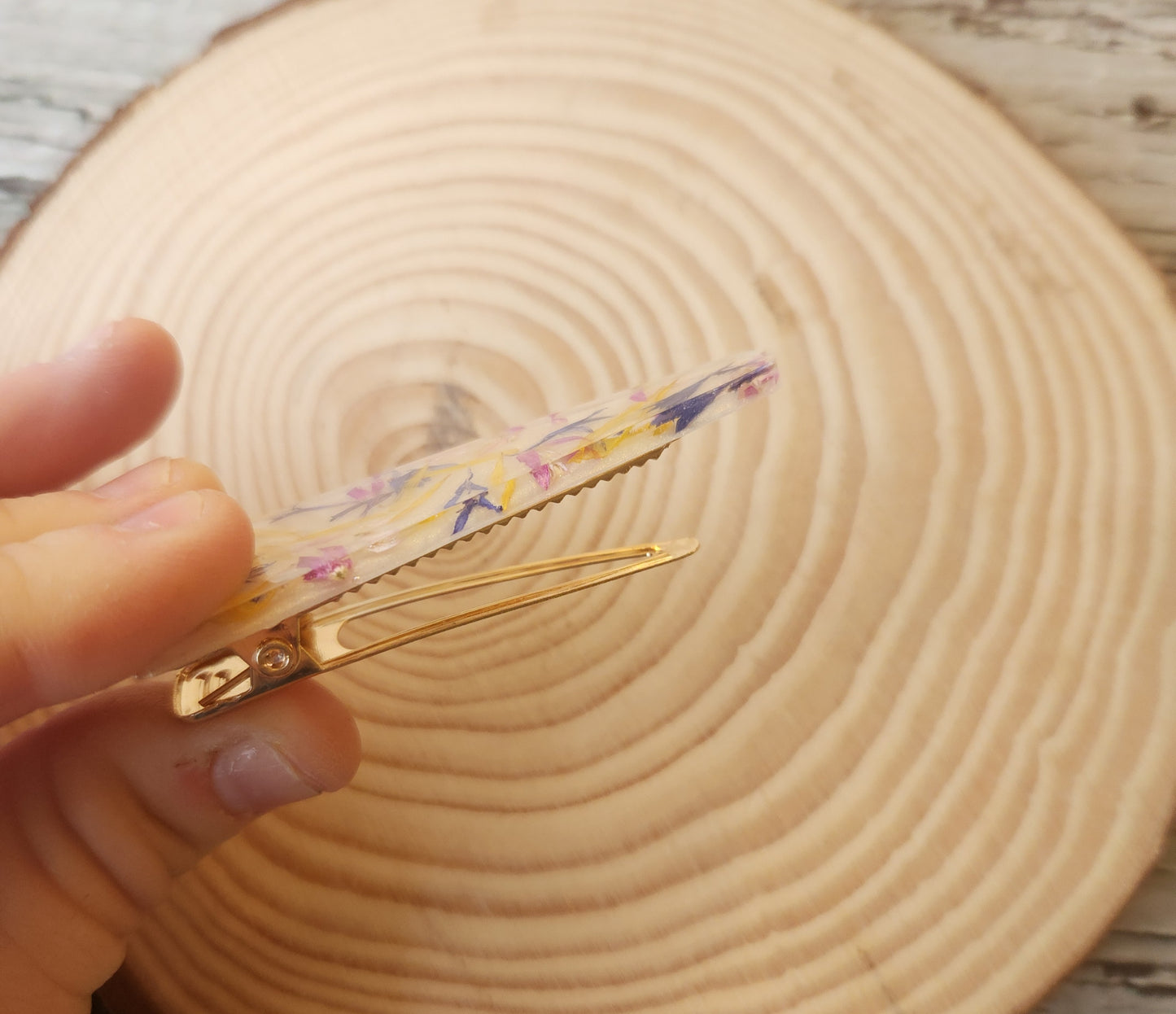 Dried Floral Acrylic Hair Clip