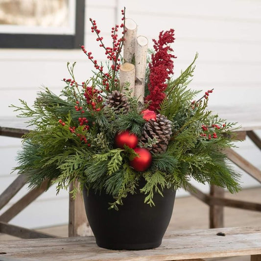 Christmas Planter Decoration and Installation Service - Simple & Natural