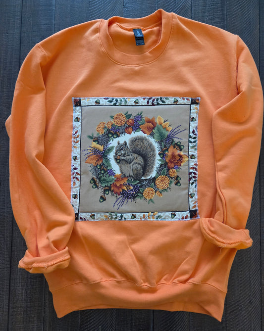 Small • Squirrel Harvest Crewneck • Tangerine