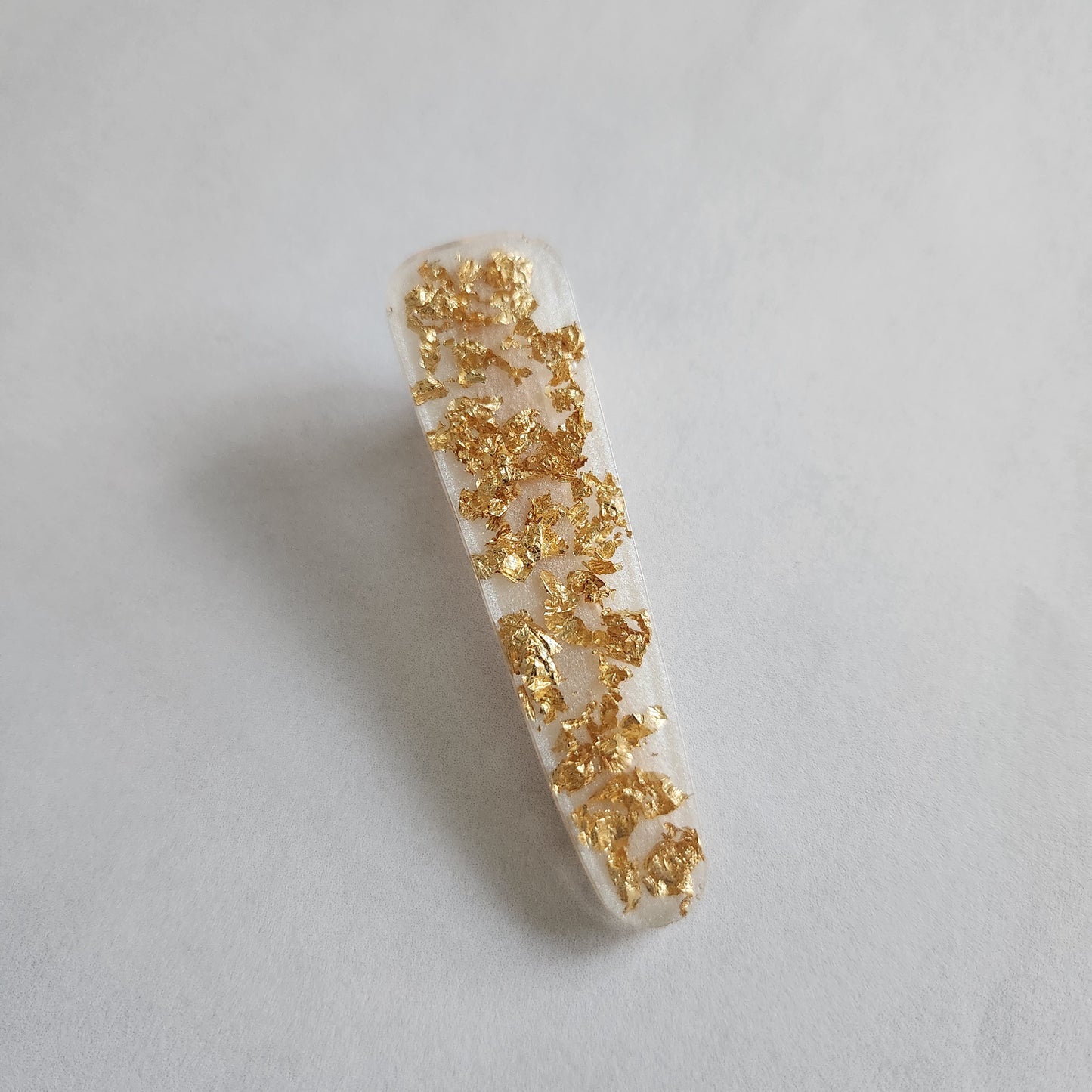 Hair Clip - Gold Foil With White
