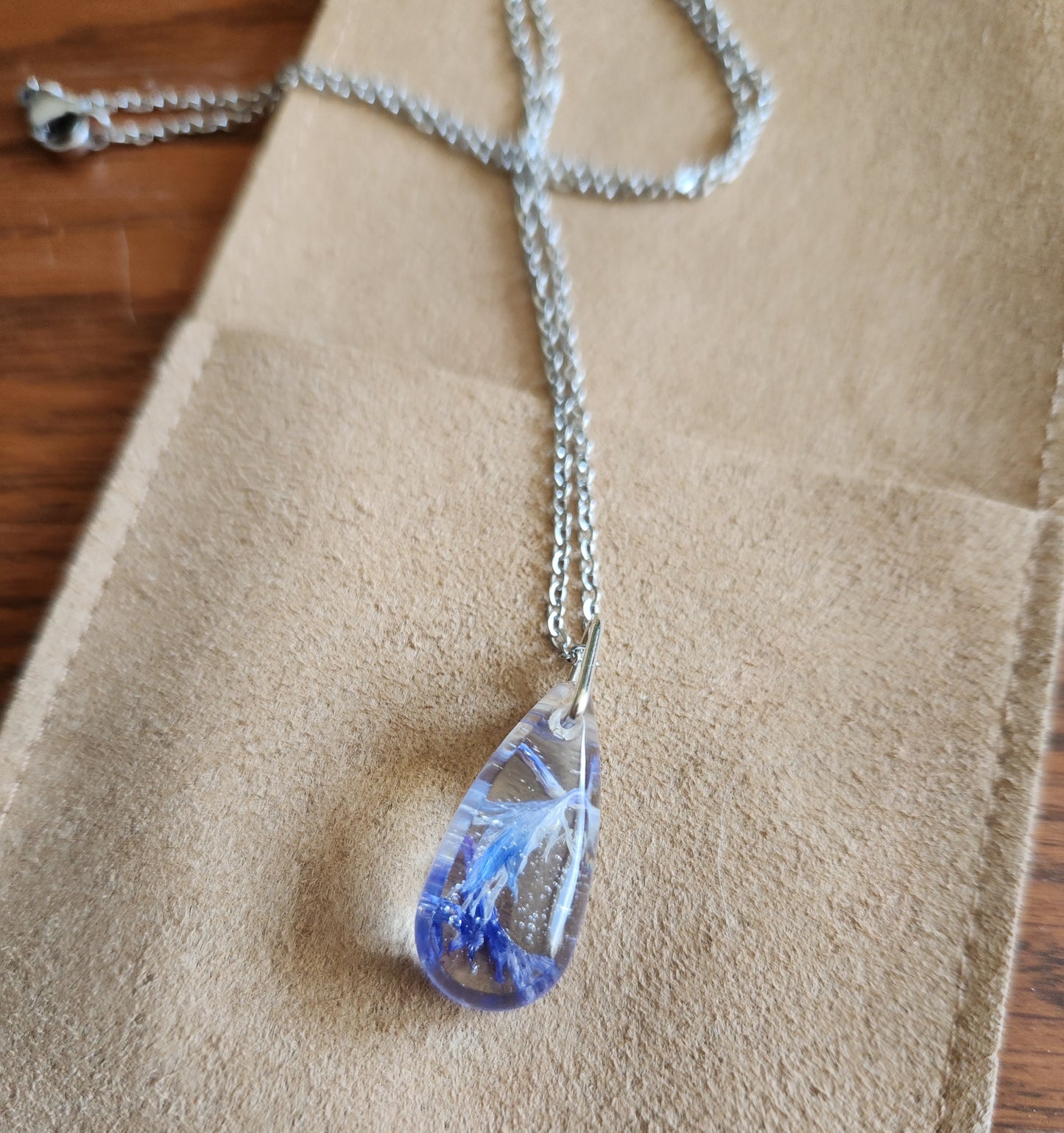 Blue Flower Preserved Necklace