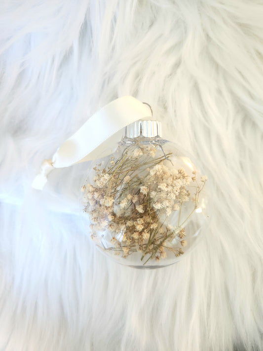 3” Plastic Christmas Ornament Flat Circle - Babies Breath