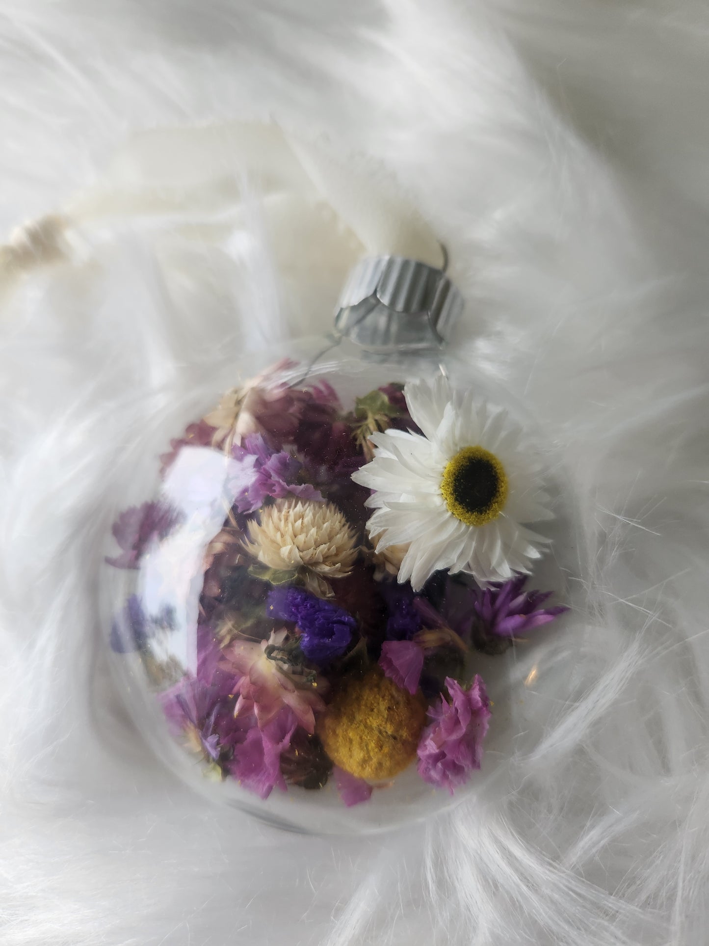 3.5” Glass Disc Ornament - Mixed Flowers