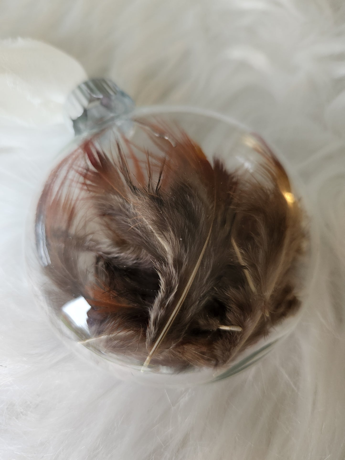 3.5” Glass Disc Ornament - Chicken Feather #4