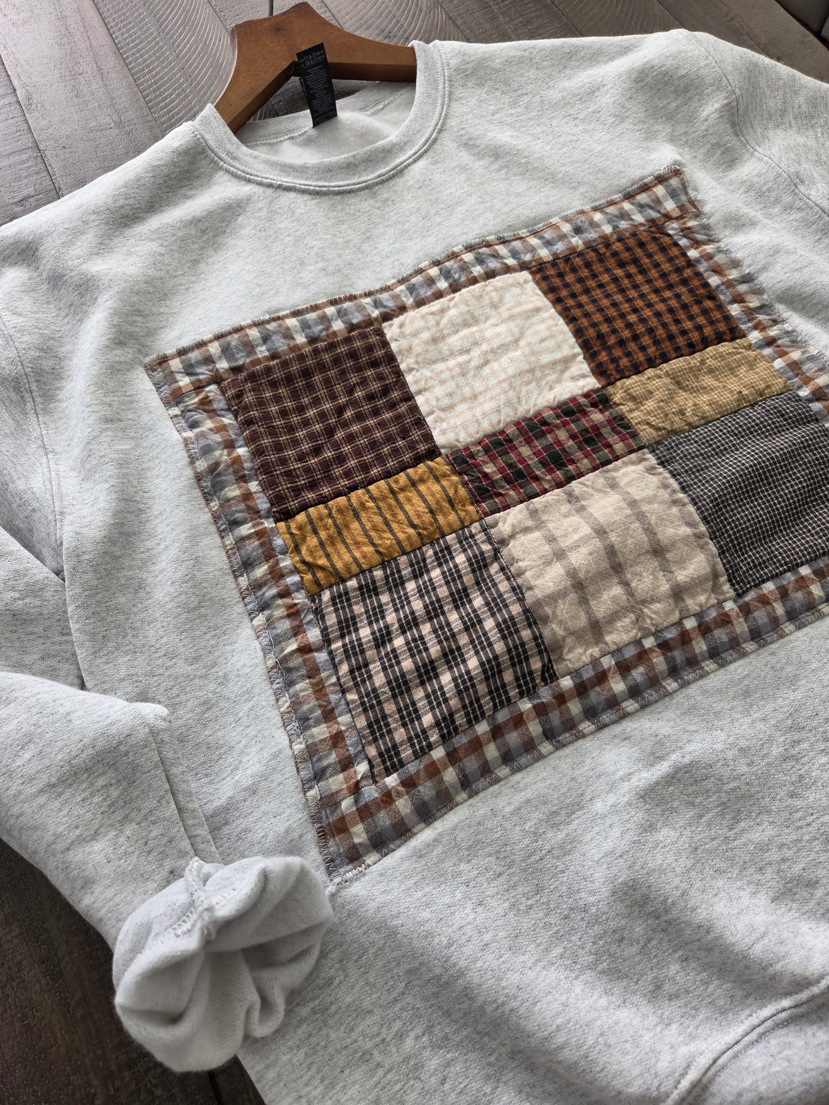 Medium • Fall Patchwork Crewneck • Ash