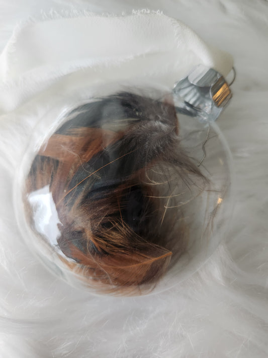 3.5” Glass Disc Ornament - Chicken Feather #2