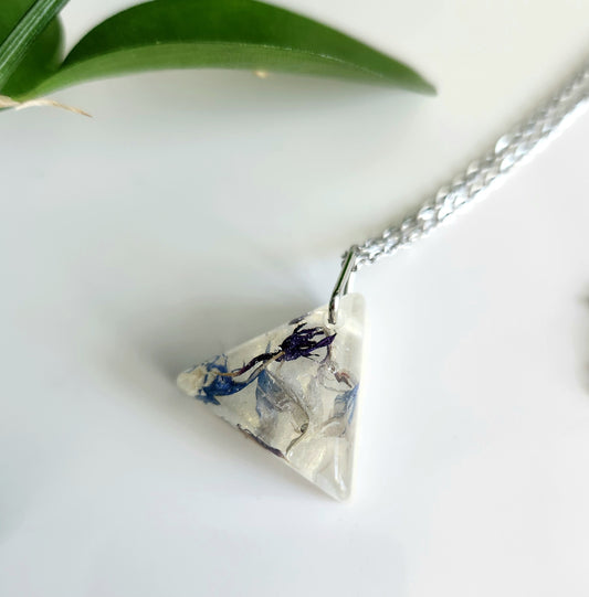 Preserved Floral Necklace - Bachelor Buttons (Blue + Purple)